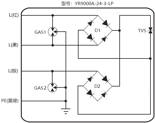 三線制現(xiàn)場儀表用信號電涌保護(hù)器原理圖 三線制現(xiàn)場儀表用信號電涌保護(hù)器原理圖